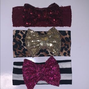 Set of 3 15 inch baby sparkle bows